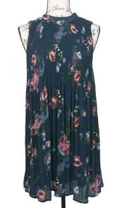 Taylor & Sage Navy Floral Print Sleeveless Dress Size Small