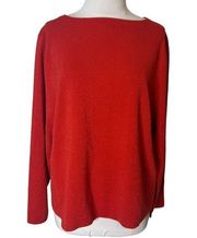 Lafayette 148 metallic boatneck sweater top red sz L