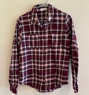 Maroon Flannel Button Up Top