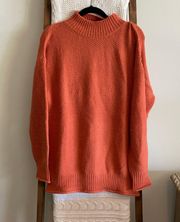 SheIn orange soft knit high neck long sleeve sweater
