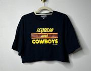 Kittenish Black SS Crop 'Tequila and Cowboys' Graphic Shirt Women's XL