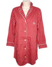 Lauren Ralph Lauren Green Label Red Striped Lounge Sleep Shirt Size Small