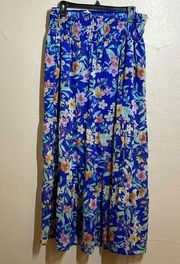 Promesa Tiered Floral Chiffon Maxi Skirt size Large