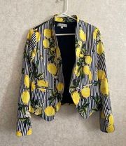 OVI women’s medium striped blazer with lemons