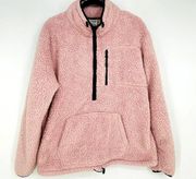 Victoria's Secret Pink Quarter Zip Sherpa Pullover Jacket Size M