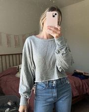 Gray cropped workout sweatshirt