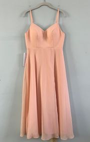 NWT  Clarissa Pearl Pink A-Line Chiffon Bridesmaid Midi Dress