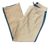 No Boundaries Vintage 90s Hippie Boho Patchwork Tan Corduroy Denim Flare Jeans