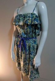 NWT Daisy Fuentes Blue & Green Splatter Dress (M)