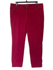 Chicos So Slimming Red Ankle Zip Jeans Size 2