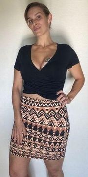 Bodycon Skirt Geometic Stretch Mini Aztec Large  Party