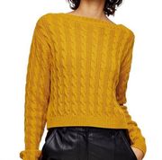 TopShop Cable Knit Crop Mustard Gold Sweater 4/6