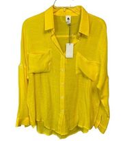 Flawless NWT semi sheer yellow lagenlook textured top size Small