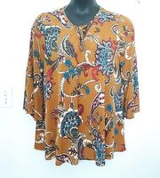 Paisley Grace orange bell sleeve blouse