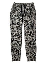 LEI Jenn Womens Animal Leopard Print Drawstring Stretch Casual Skinny Pants Sz M