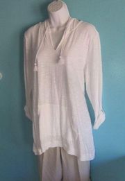 J.Jill Tab Sleeve Knit Hoodie Top Size L