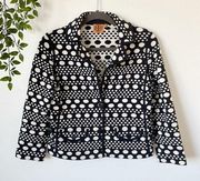 Tory Burch Elijah Blue Knit Polka Dot Jacket Blazer Sz S