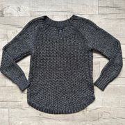 Jeans Black Silver Metallic Cage Cable Knit Crew Neck Sweater S