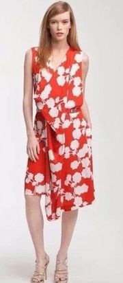 DIANE VON FURSTENBERG Naira Short Dress Halo Buds Red Floral Silk Size 6