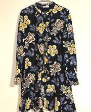 Tory Burch Silk vintage floral long sleeve button dress