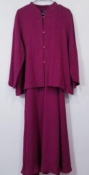 Eileen Fisher Linen Blend Purple Light Blazer and Midi Dress