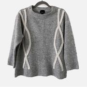 Lumiere Anthropologie Gray Cross Braided Women's Oversized Sweater S Small