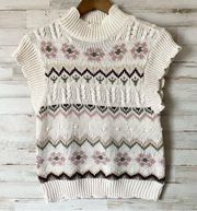 NWOT Cream Knit Sweater Vest Small