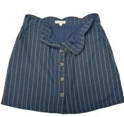 Blu Pepper Navy Stripe Scalloped Waist Mini Skirt Size Large