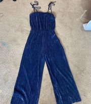 AQUA Navy Shimmer Jumpsuit