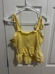 SheIn Yellow Tie Blouse