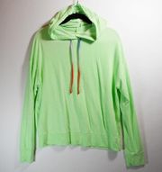 NEW Sundry Basic Cotton Blend Pullover Hoodie Sweatshirt Neon Poplime Green XS