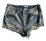 refuge Distressed 5 Button Front Cotton Mini Shorts‎ Size 6