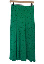 NWT Boden Glorious British Style Rich Emerald Polka Spot Skirt 4R Elastic Waist