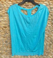 Chaser Teal Blue Open Back Slit Top. Size Small. NWT New!