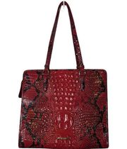 Brahmin Tia Red Flare Melbourne Tote Crocodile Double Adjustable Strap