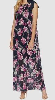 Ellen Tracy Ibiza Halter Tie Maxi Dress, Balinese Floral Pink, Size XL New w/Tag