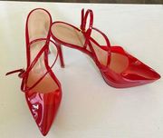 $995 Gianvito Rossi Women's Red Plexi Platform Heel