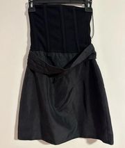 Alice + Olivia Strapless black mini dress silk