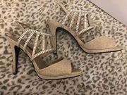 Paris Nude Glimmer Strappy Sandal Heels 8.5m 8.5