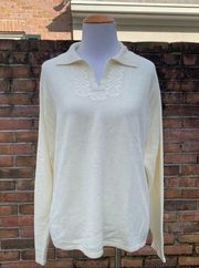 Vintage Cream PARISIAN Works Acrylic Embroidered Sweater Y2K 90s