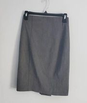 Express Pencil Straight Pleated Midi Gray Skirt 00