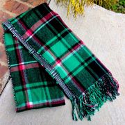 Plaid Fringe Super Soft Green Red Scarf Wrap