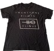 Twenty One Pilots Shirt Womens Large Black Short Sleeve Clique Band Tee Cotton