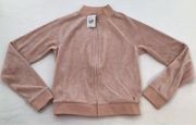 GUESS Womens Size XS Pink Zippered Velour Track Jacket