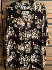 2XL Floral Button Down Blouse Shirt-Vero Moda-Black/Pink S/S EUC Women’s Plus