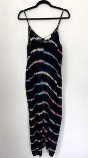 Love Stitch Black Tie Dye Sleeveless Maxi Summer Coverup Dress ~ Size S/M