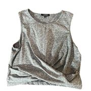 Zobha Women's XL Grey Crewneck Sleeveless Crop Crossed Front Workout Tank