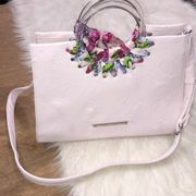 Betsey Johnson pink handbag w/ribbon laced handles