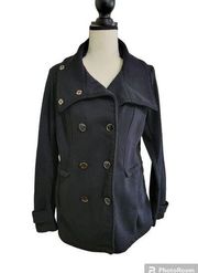 Ci Sono Size L Jersey Pea Coat in Black