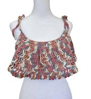 Crochet Crop Top Bralette Size XS New Handmade Boho Hippie Multicolor Blue Pink